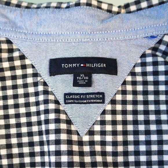 Tommy Hilfiger Mens XL Shirt Gingham Button Down Classic Fit Stretch Short Sleev - Picture 9 of 9